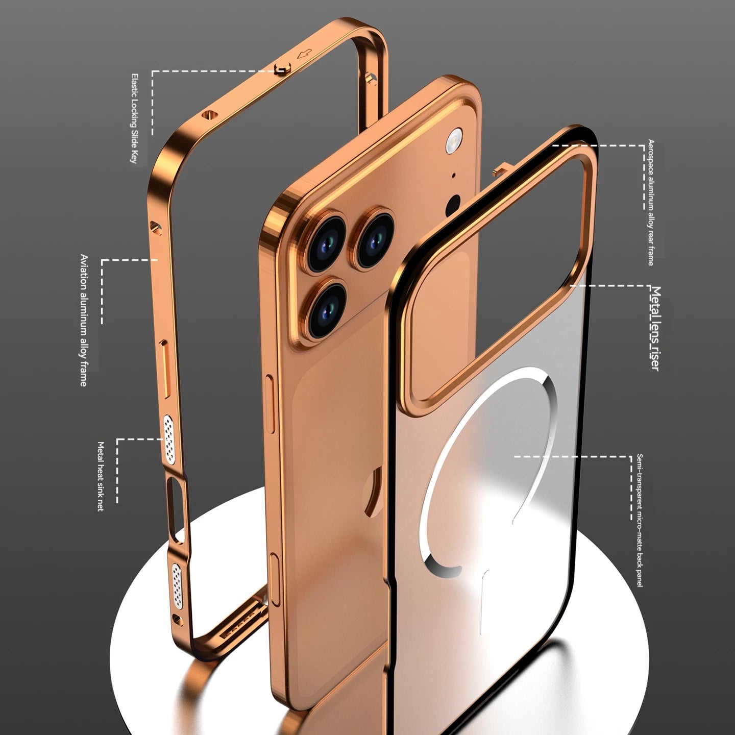 Metal Border Frosted PC Backplate Phone Case